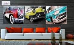 Obraz canvas tryptyk OLD CARS