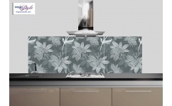 Panel szklany do kuchni 60x60cm GRAY FLORAL hartowany