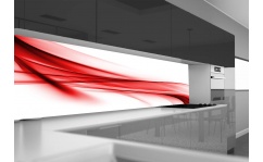 Panel szklany do kuchni RED WAVES ON WHITE hartowany 