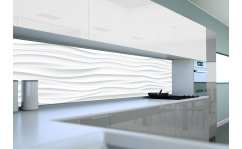 Panel szklany do kuchni 3D WHITE WAVES hartowany 