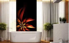 Panel szklany do łazienki RED FLOWER ON THE BLACK hartowany
