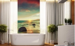 Panel szklany do łazienki SUNSET BY THE SEA hartowany