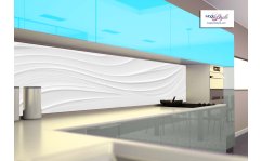 Panel szklany do kuchni 3D WHITE WAVES 3 hartowany 