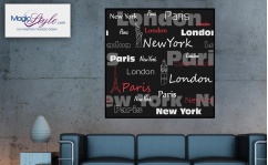 Obraz MDF PARIS LONDON NEW YORK  