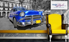 Naklejka samoprzylepna 100x70cm BLUE OLD CAR 