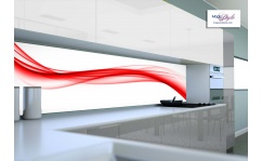 Panel szklany do kuchni RED WAVES ON WHITE X hartowany