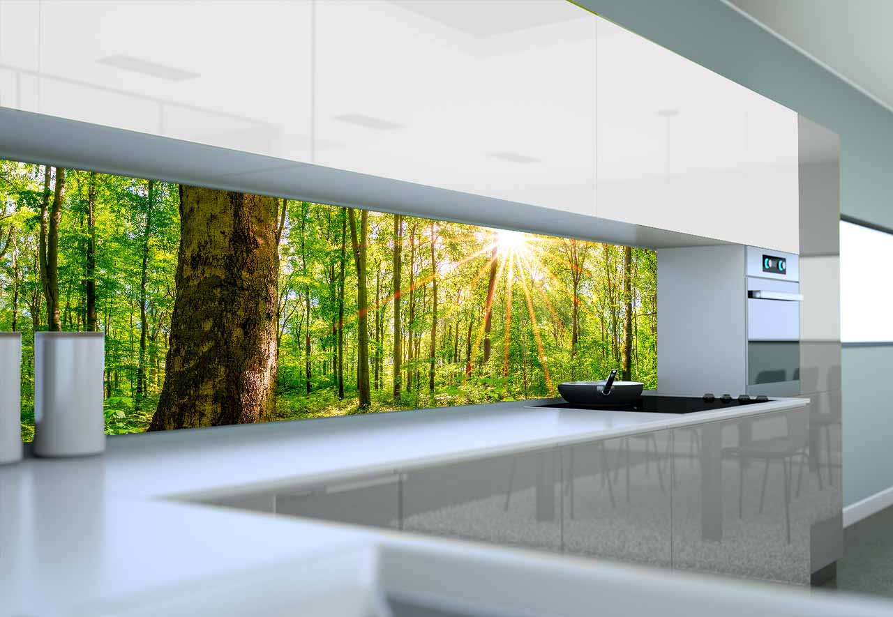 Panel szklany do kuchni GREEN FOREST SUN hartowany