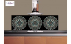 Panel szklany do kuchni 60x60cm MANDALA BLACK hartowany