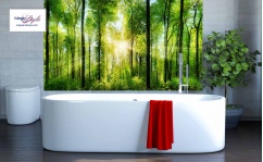 Panel szklany do łazienki SUN IN FOREST I hartowany