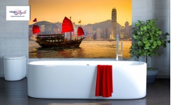 Panel szklany do łazienki RED BOAT IN HONG KONG hartowany