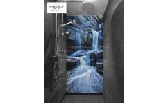 Panel szklany pod prysznic 100x200cm WODOSPAD I SKAŁY II hartowany